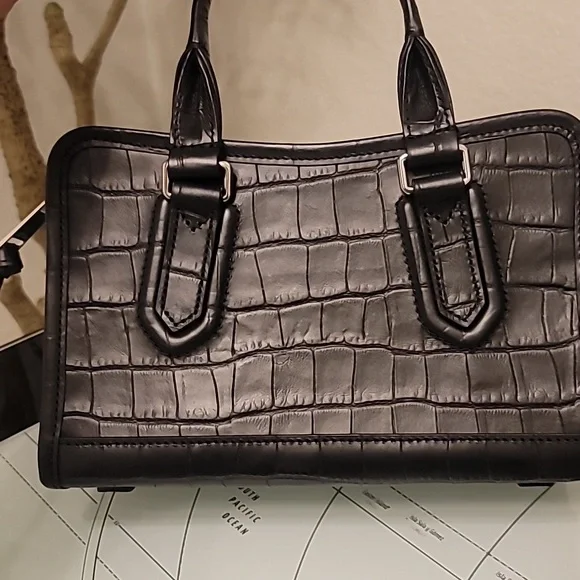 Marc Jacobs Black Croc-Patterned Satchel